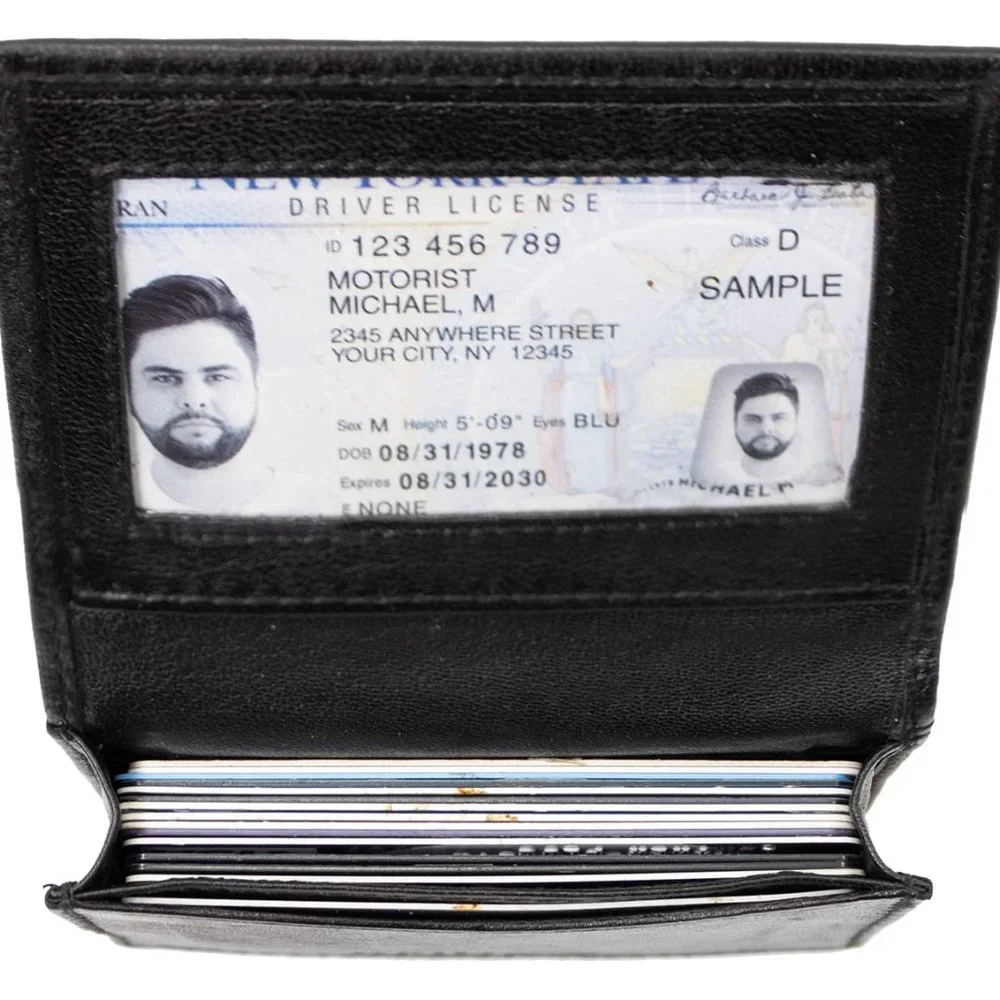 Genuine Leather Men's Card Case, Card Holder with RFID Blocking